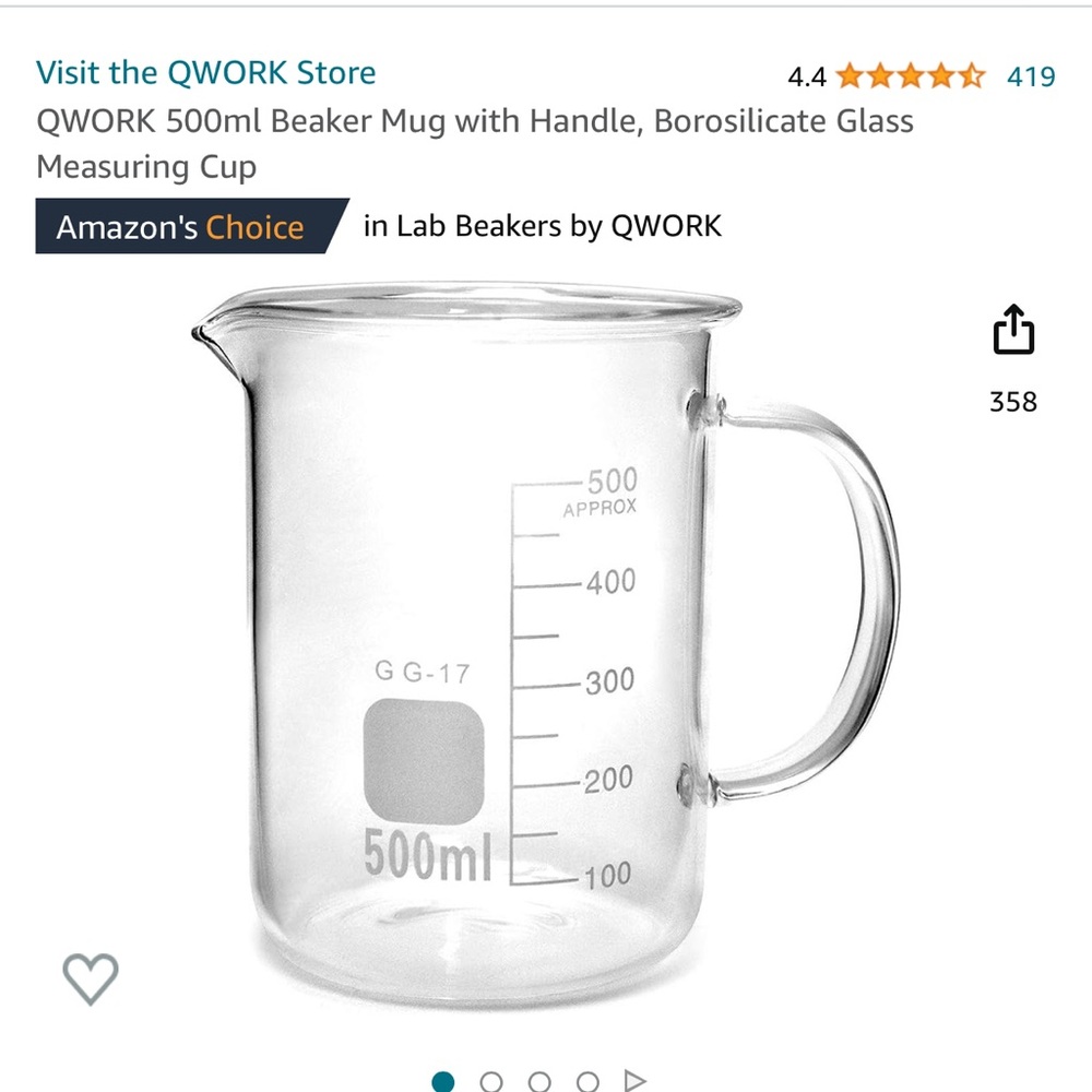 QWORK 500ml Beaker Mug with Handle